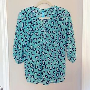 Blue cheetah blouse size Small